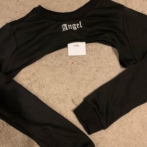 Adika Black Crop Top with 'Angel' Embroidery